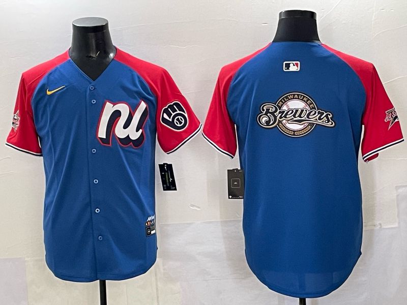 Men Milwaukee Brewers Blank Blue red All star 2025 Nike MLB Jersey style 03->milwaukee brewers->MLB Jersey
